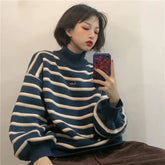 Turtleneck Striped Loose Sweater